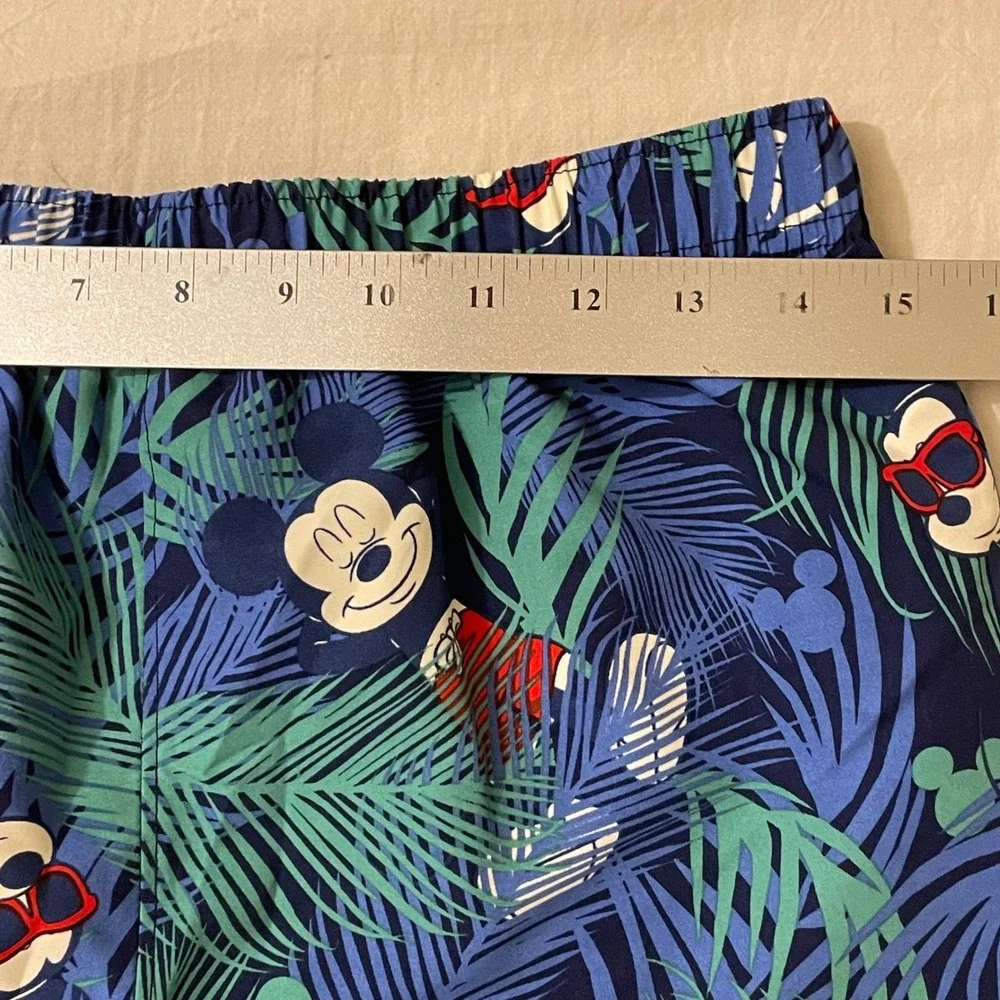 Disney Mickey Mouse Hawaiian Shirt Shorts Set Youth XL Tropical Palm Button Down